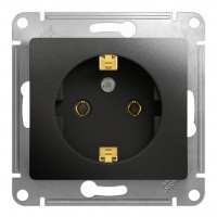 Розетка SYSTEME ELECTRIC GLOSSA, скрытый монтаж, с заземлением, антрацит