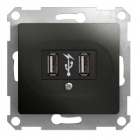 Розетка 2xUSB SYSTEME ELECTRIC GLOSSA, антрацит