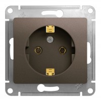 Розетка SYSTEME ELECTRIC GLOSSA, скрытый монтаж, с заземлением, шоколад