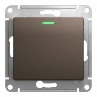 Переключатель 1-клавишный SYSTEME ELECTRIC GLOSSA, с подсветкой, скрытый монтаж, шоколад