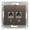 Розетка 2xRJ11+RJ45 Cat.5 SYSTEME ELECTRIC GLOSSA, шоколад