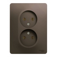 Розетка двухместная SYSTEME ELECTRIC GLOSSA, скрытый монтаж, без заземления, шоколад