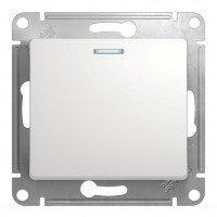 Выключатель 1-клавишный SYSTEME ELECTRIC GLOSSA, с подсветкой, скрытый монтаж, белый