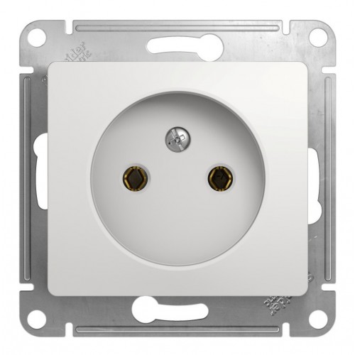 Розетка SYSTEME ELECTRIC GLOSSA, скрытый монтаж, без заземления, белый