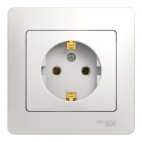 Розетка SYSTEME ELECTRIC GLOSSA, скрытый монтаж, с заземлением, белый