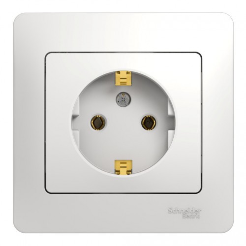 Розетка SYSTEME ELECTRIC GLOSSA, скрытый монтаж, с заземлением, белый