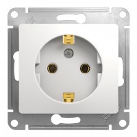 Розетка SYSTEME ELECTRIC GLOSSA, скрытый монтаж, с заземлением, белый