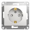Розетка SYSTEME ELECTRIC GLOSSA, скрытый монтаж, с заземлением, со шторками, белый