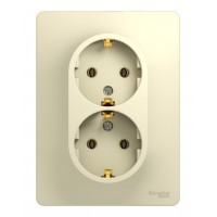 Розетка двухместная SYSTEME ELECTRIC GLOSSA, скрытый монтаж, с заземлением, бежевый