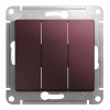 Выключатель 3-клавишный SYSTEME ELECTRIC GLOSSA, скрытый монтаж, баклажановый