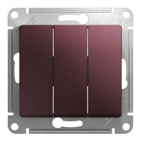 Выключатель 3-клавишный SYSTEME ELECTRIC GLOSSA, скрытый монтаж, баклажановый