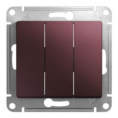 Выключатель 3-клавишный SYSTEME ELECTRIC GLOSSA, скрытый монтаж, баклажановый