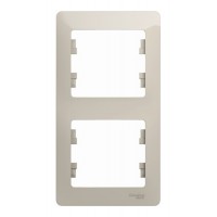 Рамка 2 поста SYSTEME ELECTRIC GLOSSA, вертикальная, молочный