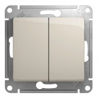 Переключатель 2-клавишный SYSTEME ELECTRIC GLOSSA, скрытый монтаж, молочный