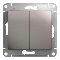 Переключатель 2-клавишный SYSTEME ELECTRIC GLOSSA, скрытый монтаж, платина