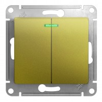 Выключатель 2-клавишный SYSTEME ELECTRIC GLOSSA, с подсветкой, скрытый монтаж, фисташковый