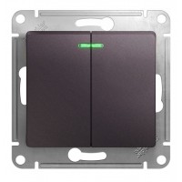 Выключатель 2-клавишный SYSTEME ELECTRIC GLOSSA, с подсветкой, скрытый монтаж, сиреневый туман