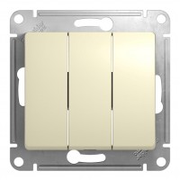Выключатель 3-клавишный SYSTEME ELECTRIC GLOSSA, скрытый монтаж, бежевый