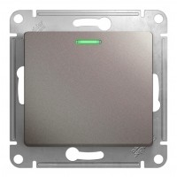 Переключатель 1-клавишный SYSTEME ELECTRIC GLOSSA, с подсветкой, скрытый монтаж, платина