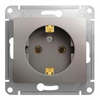 Розетка SYSTEME ELECTRIC GLOSSA, скрытый монтаж, с заземлением, платина