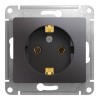 Розетка SYSTEME ELECTRIC GLOSSA, скрытый монтаж, с заземлением, графит