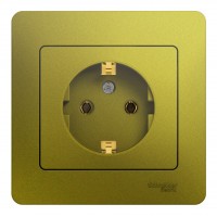 Розетка SYSTEME ELECTRIC GLOSSA, скрытый монтаж, с заземлением, фисташковый