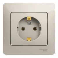 Розетка SYSTEME ELECTRIC GLOSSA, скрытый монтаж, с заземлением, молочный