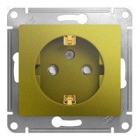 Розетка SYSTEME ELECTRIC GLOSSA, скрытый монтаж, с заземлением, со шторками, фисташковый