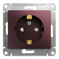 Розетка SYSTEME ELECTRIC GLOSSA, скрытый монтаж, с заземлением, со шторками, баклажановый