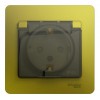 Розетка SYSTEME ELECTRIC GLOSSA, скрытый монтаж, с заземлением, с крышкой, со шторками, фисташковый
