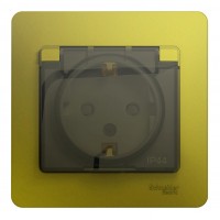 Розетка SYSTEME ELECTRIC GLOSSA, скрытый монтаж, с заземлением, с крышкой, со шторками, фисташковый