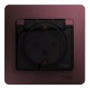 Розетка SYSTEME ELECTRIC GLOSSA, скрытый монтаж, с заземлением, с крышкой, со шторками, баклажановый