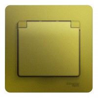 Розетка SYSTEME ELECTRIC GLOSSA, скрытый монтаж, с заземлением, с крышкой, со шторками, фисташковый