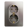 Розетка двухместная SYSTEME ELECTRIC GLOSSA, скрытый монтаж, с заземлением, платина