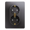 Розетка двухместная SYSTEME ELECTRIC GLOSSA, скрытый монтаж, с заземлением, со шторками, графит