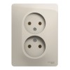 Розетка двухместная SYSTEME ELECTRIC GLOSSA, скрытый монтаж, без заземления, молочный