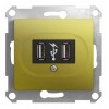 Розетка 2xUSB SYSTEME ELECTRIC GLOSSA, фисташковый