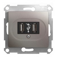 Розетка 2xUSB SYSTEME ELECTRIC GLOSSA, платина