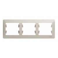 Рамка 3 поста SYSTEME ELECTRIC GLOSSA, горизонтальная, молочный