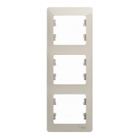 Рамка 3 поста SYSTEME ELECTRIC GLOSSA, вертикальная, молочный