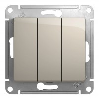 Выключатель 3-клавишный SYSTEME ELECTRIC GLOSSA, скрытый монтаж, молочный