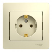 Розетка SYSTEME ELECTRIC GLOSSA, скрытый монтаж, с заземлением, бежевый