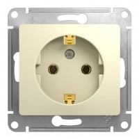 Розетка SYSTEME ELECTRIC GLOSSA, скрытый монтаж, с заземлением, бежевый