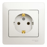 Розетка SYSTEME ELECTRIC GLOSSA, скрытый монтаж, с заземлением, перламутр