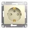 Розетка SYSTEME ELECTRIC GLOSSA, скрытый монтаж, с заземлением, со шторками, бежевый