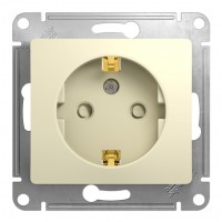 Розетка SYSTEME ELECTRIC GLOSSA, скрытый монтаж, с заземлением, со шторками, бежевый