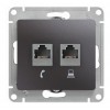 Розетка 2xRJ11+RJ45 Cat.5 SYSTEME ELECTRIC GLOSSA, графит