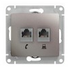 Розетка 2xRJ11+RJ45 Cat.5 SYSTEME ELECTRIC GLOSSA, платина