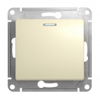 Переключатель 1-клавишный SYSTEME ELECTRIC GLOSSA, с подсветкой, скрытый монтаж, бежевый