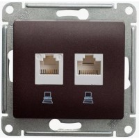 Розетка двойная компьютерная RJ45 Cat.5 SYSTEME ELECTRIC GLOSSA, шоколад
